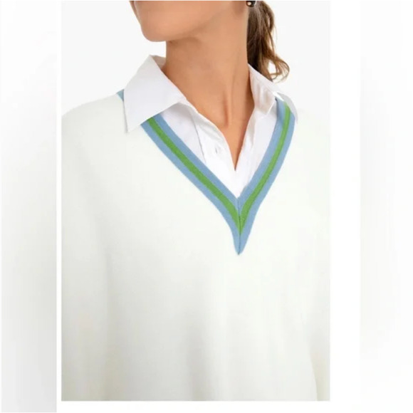 TUCKERNUCK Camden Poncho Sweater Ivory Knit Relaxed Pullover - Picture 4 of 13